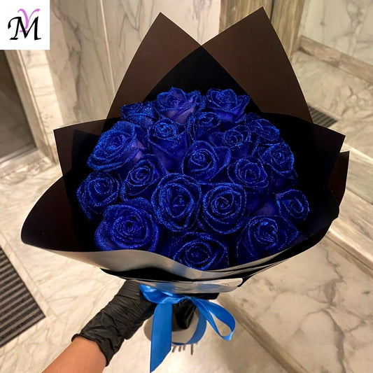 Mother'S/Valentine'S Day 30/50 Pcs 7Cm Glitter Artificial Flower Rose Girl Friend Wife DIY Bouquet Gifts for Wedding Birthday