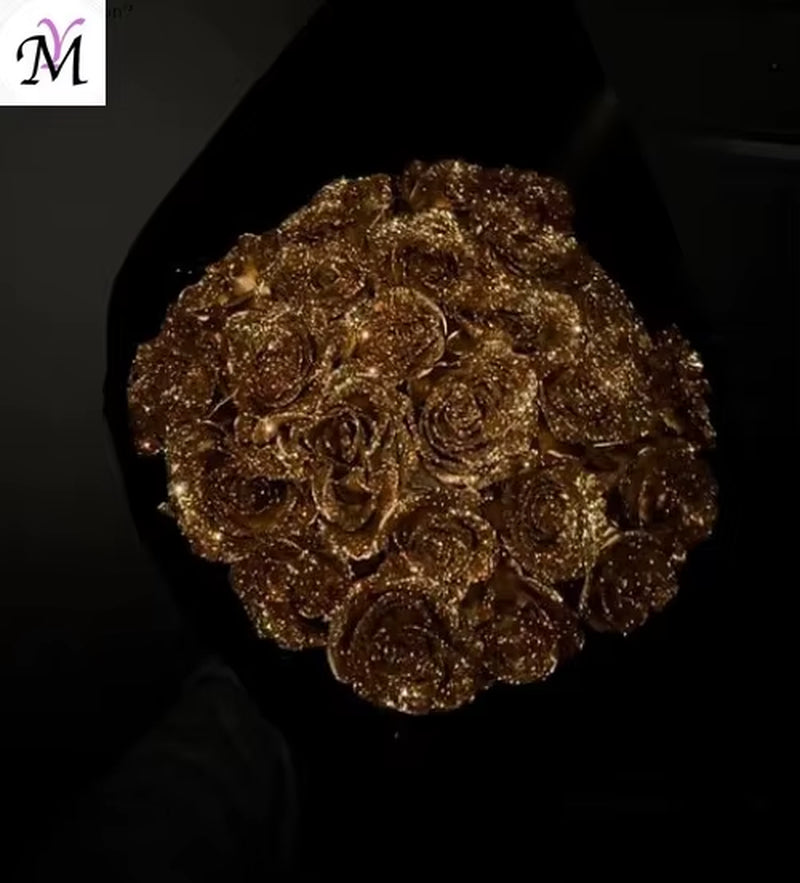 Mother'S/Valentine'S Day 30/50 Pcs 7Cm Glitter Artificial Flower Rose Girl Friend Wife DIY Bouquet Gifts for Wedding Birthday